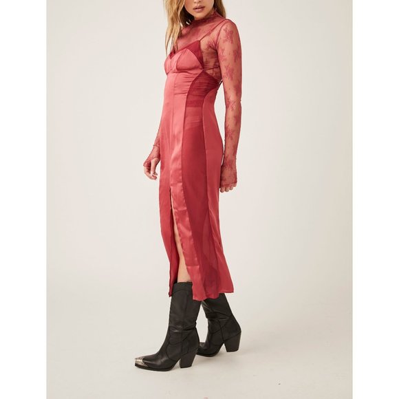 FREE PEOPLE City Cool Midi Slip / Venetian Red - Picture 2 of 6